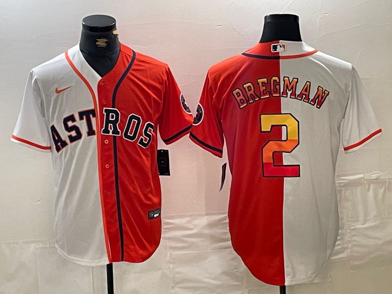 Men Houston Astros #2 Bregman White orange Nike 2024 MLB Jersey style 2->youth mlb jersey->Youth Jersey